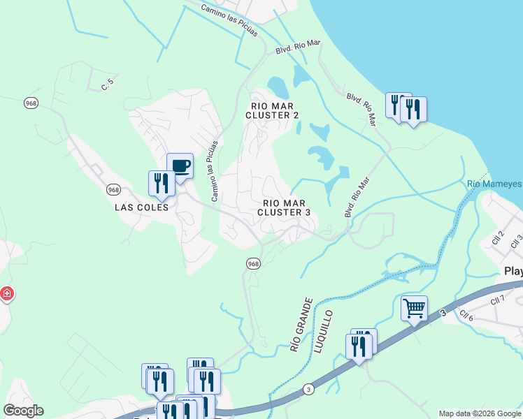 map of restaurants, bars, coffee shops, grocery stores, and more near in Mameyes II