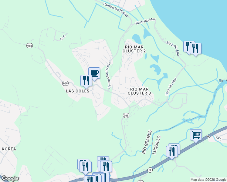 map of restaurants, bars, coffee shops, grocery stores, and more near in Mameyes II