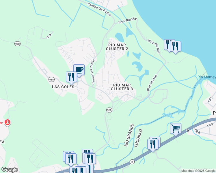 map of restaurants, bars, coffee shops, grocery stores, and more near in Mameyes II