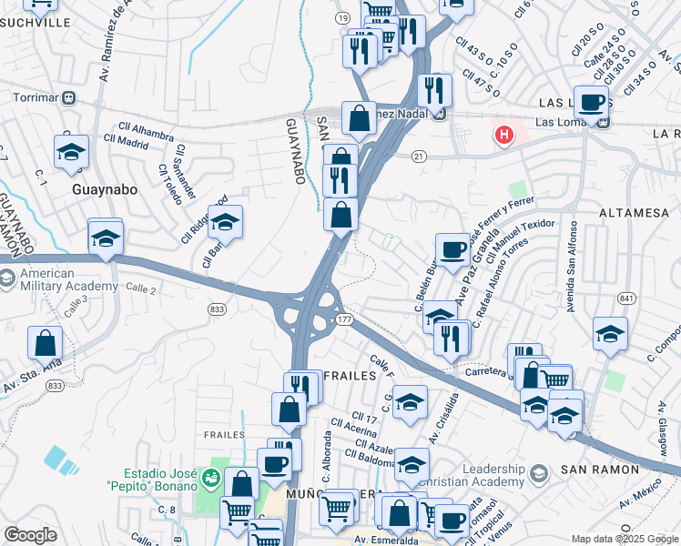map of restaurants, bars, coffee shops, grocery stores, and more near Puerto Rico 20 in Guaynabo