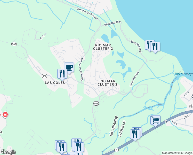 map of restaurants, bars, coffee shops, grocery stores, and more near in Mameyes II