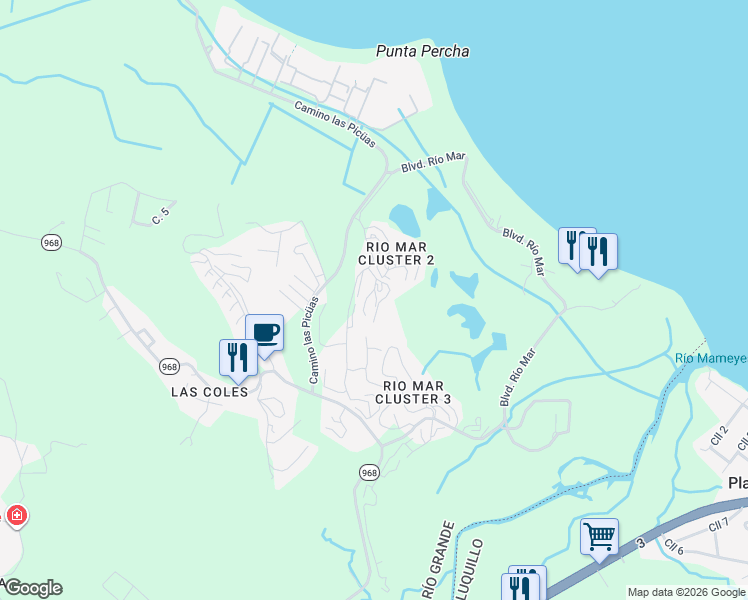 map of restaurants, bars, coffee shops, grocery stores, and more near in Mameyes II