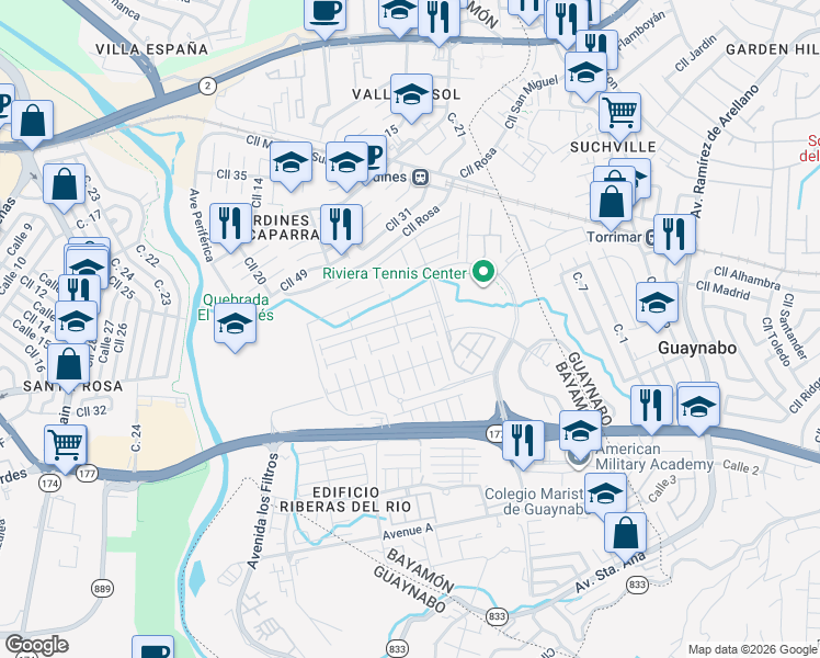 map of restaurants, bars, coffee shops, grocery stores, and more near in Bayamón