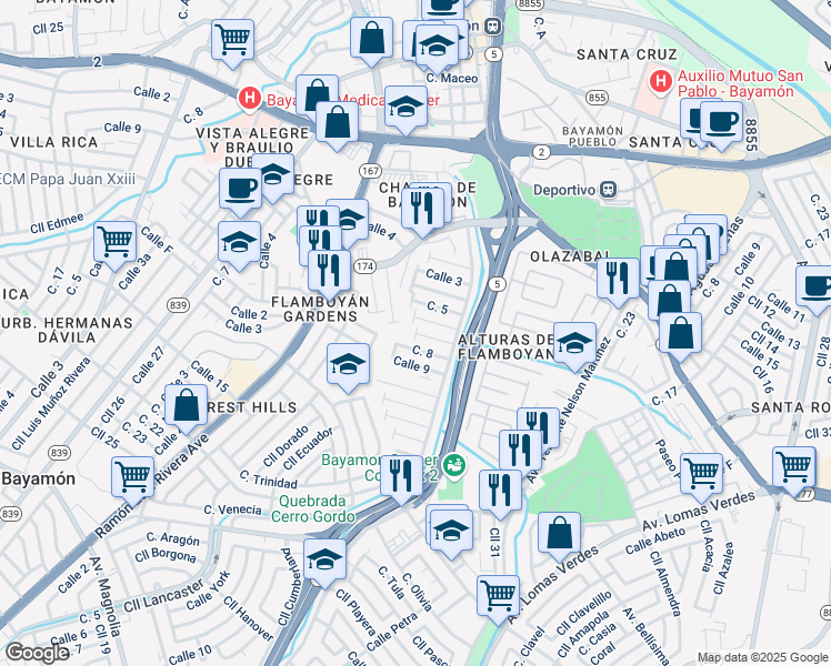 map of restaurants, bars, coffee shops, grocery stores, and more near in 