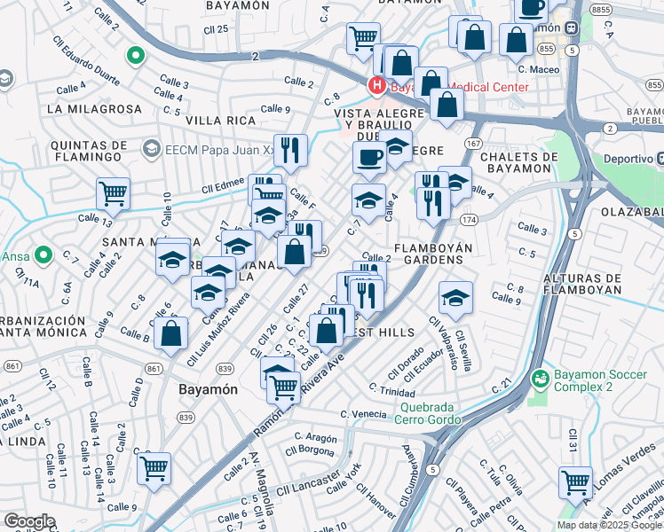 map of restaurants, bars, coffee shops, grocery stores, and more near in 