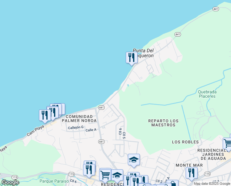 map of restaurants, bars, coffee shops, grocery stores, and more near in Aguada