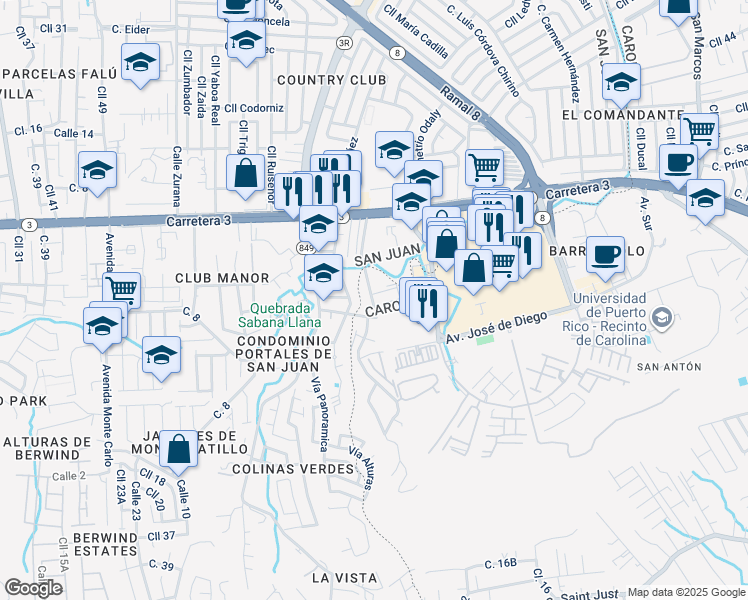 map of restaurants, bars, coffee shops, grocery stores, and more near in 