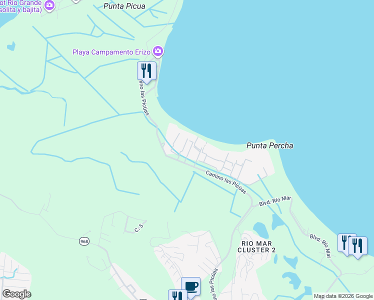 map of restaurants, bars, coffee shops, grocery stores, and more near in Río Grande