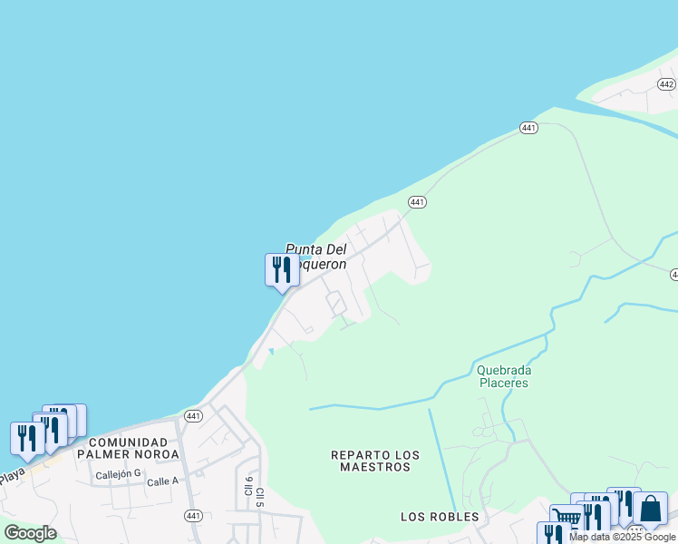 map of restaurants, bars, coffee shops, grocery stores, and more near 598 Puerto Rico 441 in Aguada