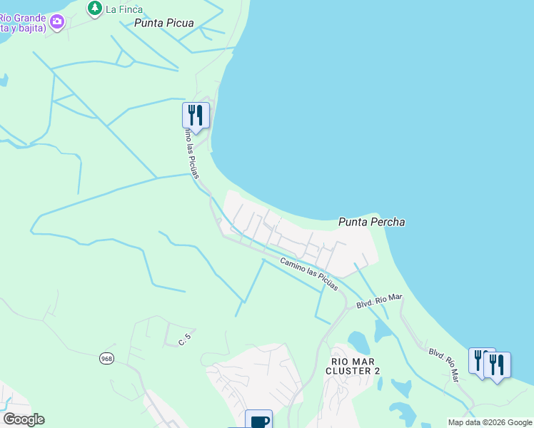 map of restaurants, bars, coffee shops, grocery stores, and more near in Río Grande