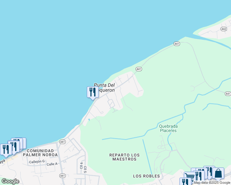 map of restaurants, bars, coffee shops, grocery stores, and more near 598 Puerto Rico 441 in Aguada