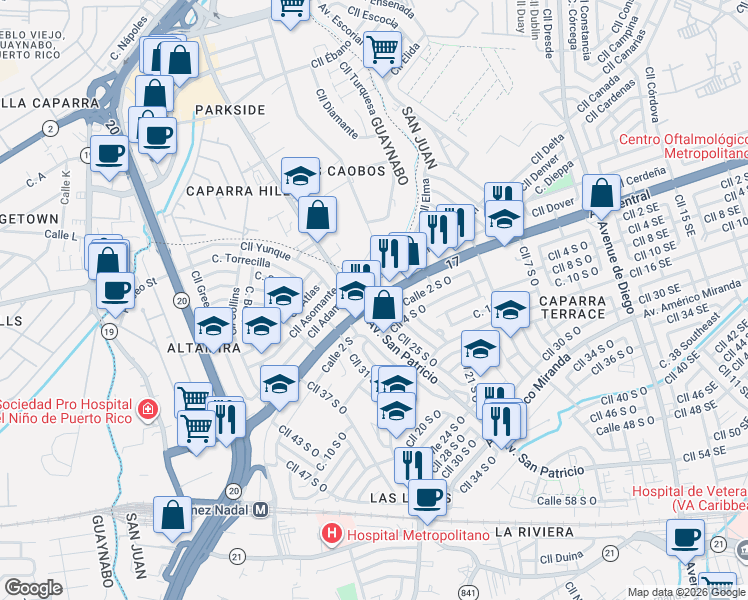 map of restaurants, bars, coffee shops, grocery stores, and more near in 
