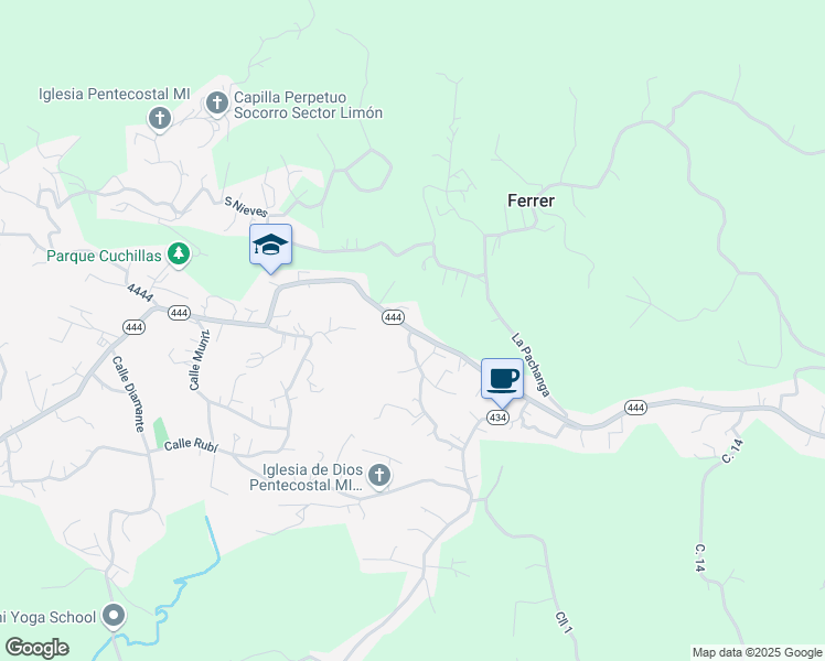 map of restaurants, bars, coffee shops, grocery stores, and more near Puerto Rico 444 in Moca