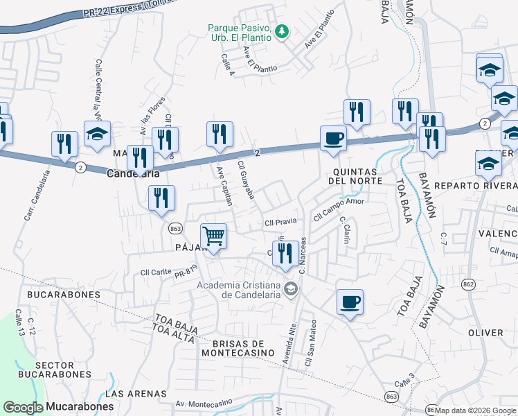 map of restaurants, bars, coffee shops, grocery stores, and more near in 