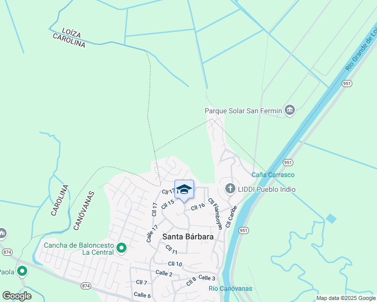 map of restaurants, bars, coffee shops, grocery stores, and more near Calle 16 in Canóvanas