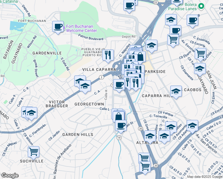 map of restaurants, bars, coffee shops, grocery stores, and more near in 