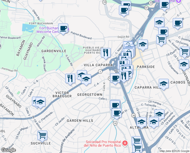 map of restaurants, bars, coffee shops, grocery stores, and more near in 