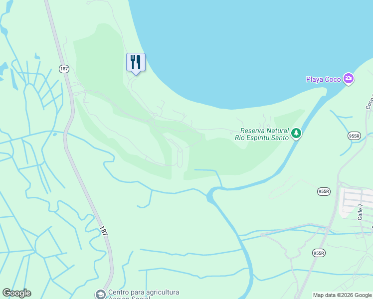 map of restaurants, bars, coffee shops, grocery stores, and more near Unnamed Road in Rio Grande