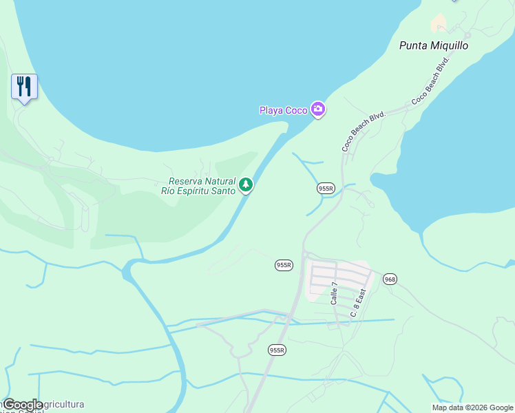 map of restaurants, bars, coffee shops, grocery stores, and more near PR-955R in Rio Grande