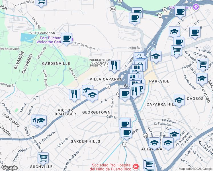 map of restaurants, bars, coffee shops, grocery stores, and more near in 