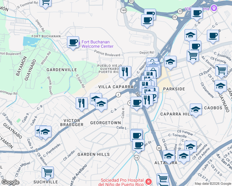 map of restaurants, bars, coffee shops, grocery stores, and more near in 