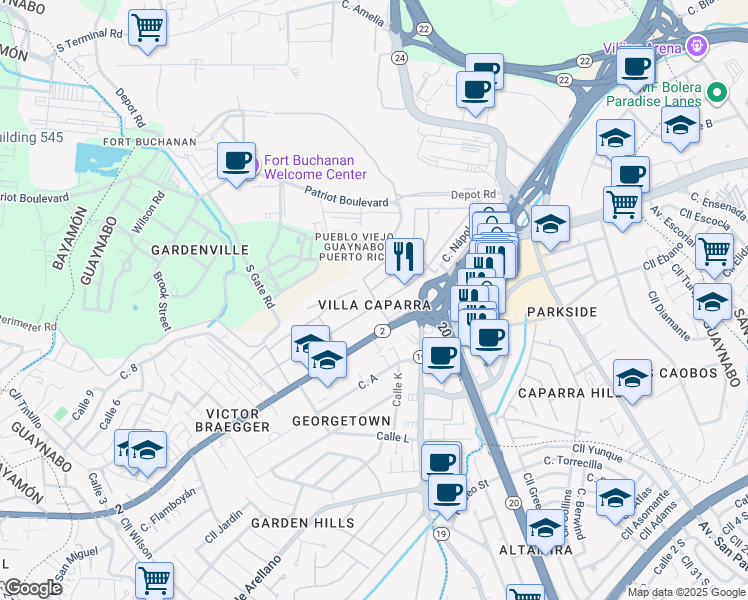 map of restaurants, bars, coffee shops, grocery stores, and more near in Guaynabo