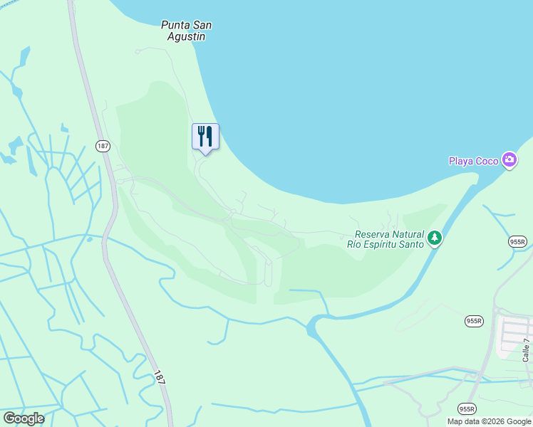 map of restaurants, bars, coffee shops, grocery stores, and more near Unnamed Road in Rio Grande