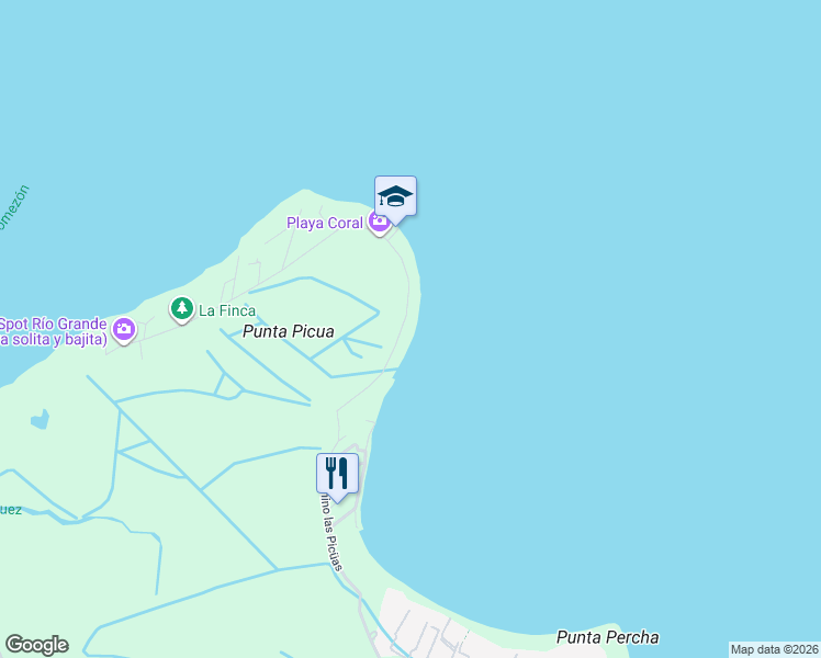 map of restaurants, bars, coffee shops, grocery stores, and more near Camino las Picüas in Río Grande