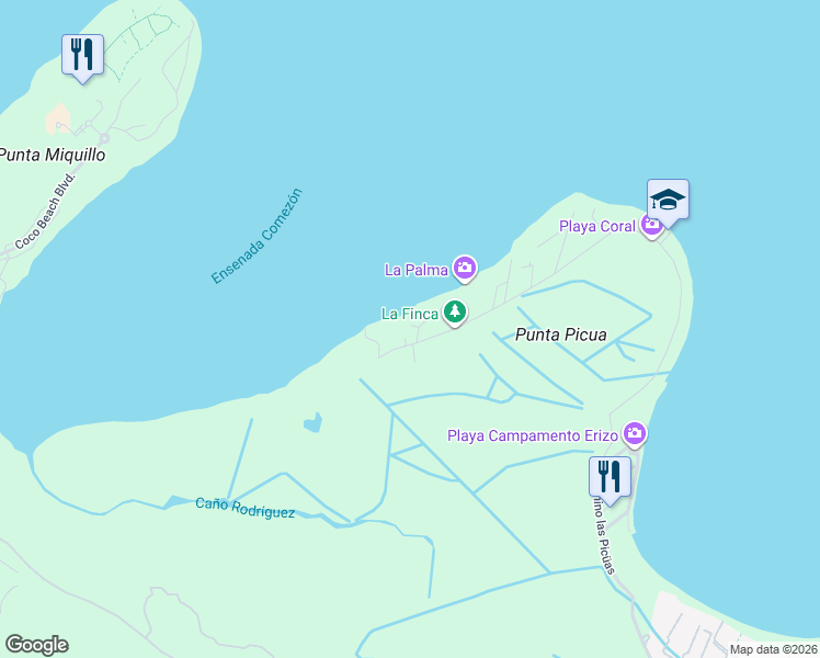 map of restaurants, bars, coffee shops, grocery stores, and more near Camino las Picüas in Río Grande