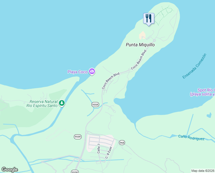 map of restaurants, bars, coffee shops, grocery stores, and more near Avenida A in Rio Grande