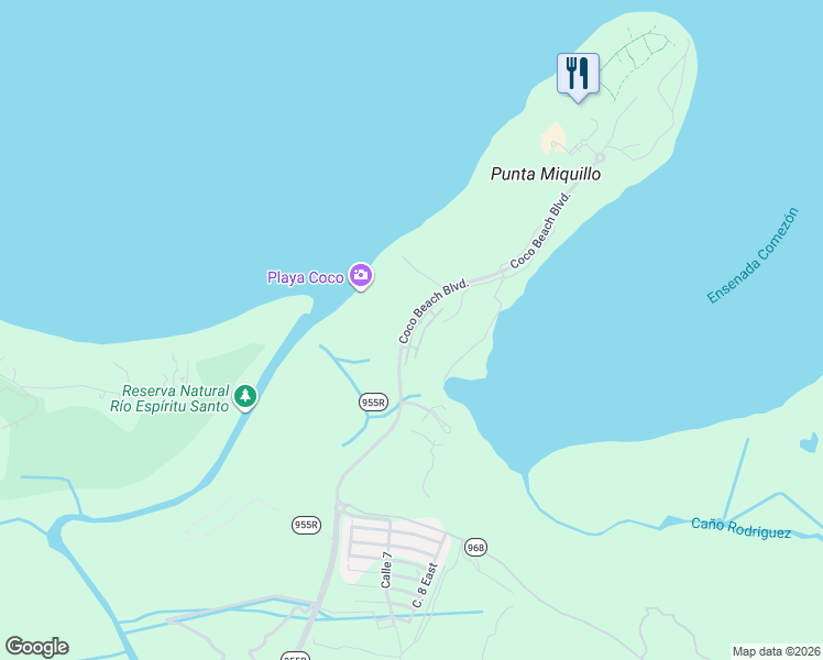 map of restaurants, bars, coffee shops, grocery stores, and more near Avenida A in Rio Grande