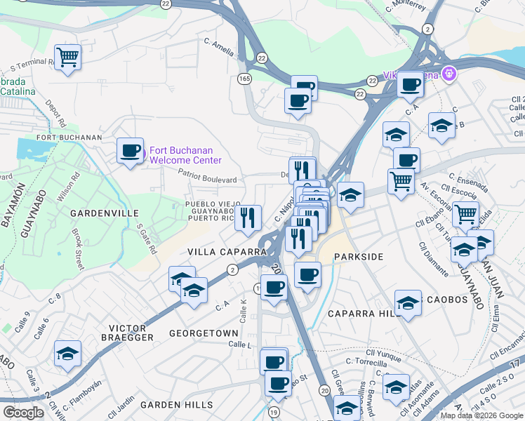 map of restaurants, bars, coffee shops, grocery stores, and more near 23-25 Calle Florencia in Guaynabo