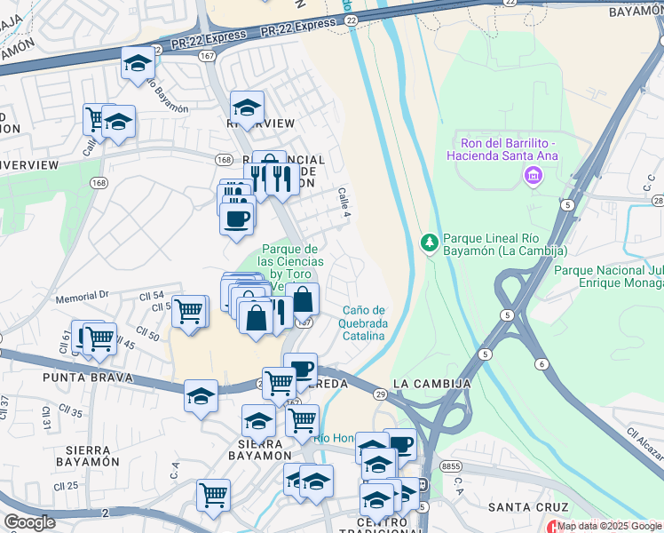 map of restaurants, bars, coffee shops, grocery stores, and more near b8 Calle 6 in Bayamón