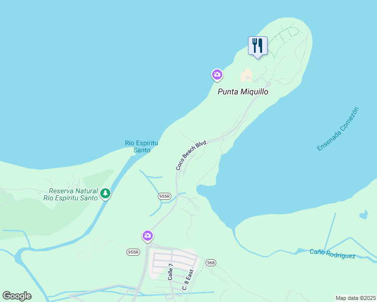 map of restaurants, bars, coffee shops, grocery stores, and more near Avenida A in Rio Grande