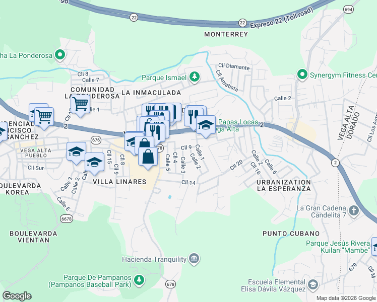 map of restaurants, bars, coffee shops, grocery stores, and more near in 