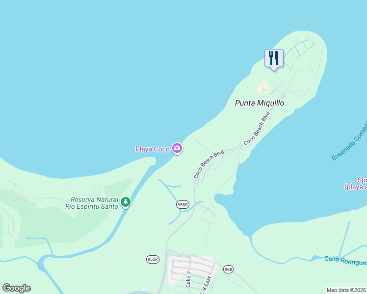 map of restaurants, bars, coffee shops, grocery stores, and more near PR-955R in Rio Grande