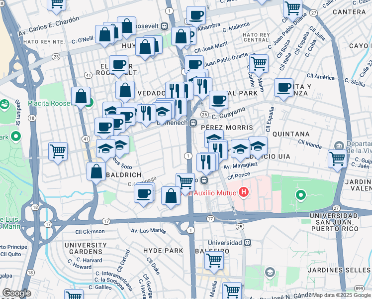 map of restaurants, bars, coffee shops, grocery stores, and more near 562-570 Puerto Rico 1 in San Juan