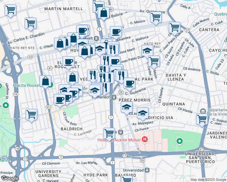 map of restaurants, bars, coffee shops, grocery stores, and more near 570 Puerto Rico 1 in San Juan