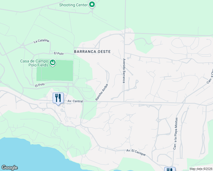 map of restaurants, bars, coffee shops, grocery stores, and more near Rancho Arriba in La Romana