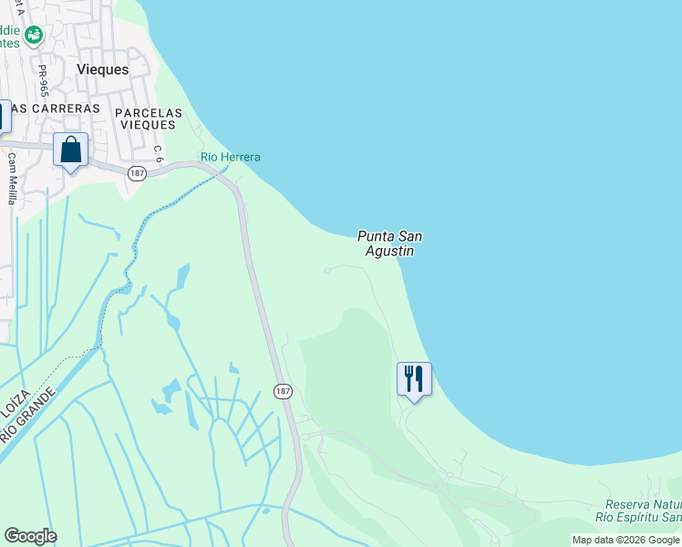 map of restaurants, bars, coffee shops, grocery stores, and more near in Río Grande