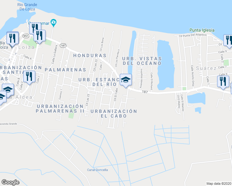 map of restaurants, bars, coffee shops, grocery stores, and more near Calle El Cabo in Medianía Baja