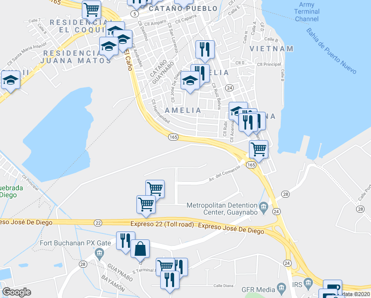 map of restaurants, bars, coffee shops, grocery stores, and more near 10 Calle Rafael Martinez Nadal in Guaynabo