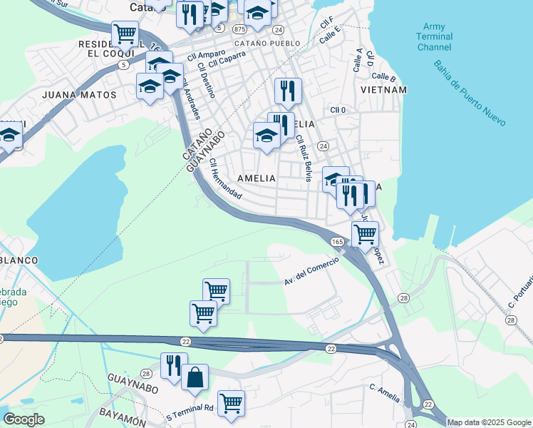 map of restaurants, bars, coffee shops, grocery stores, and more near 10 Calle Rafael Martinez Nadal in Guaynabo