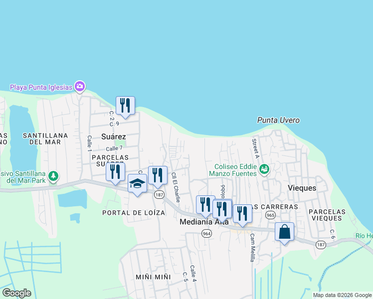 map of restaurants, bars, coffee shops, grocery stores, and more near in Medianía Alta