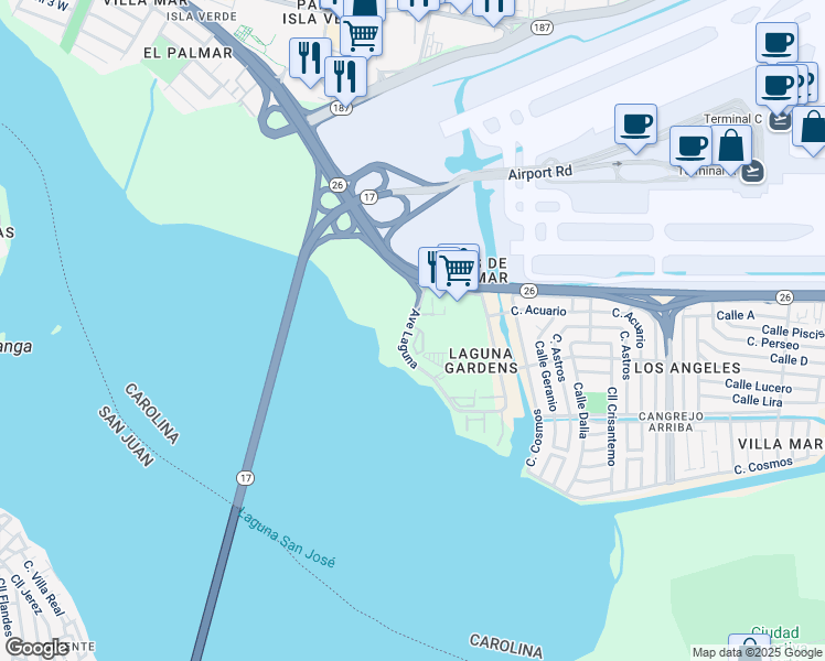 map of restaurants, bars, coffee shops, grocery stores, and more near in Carolina