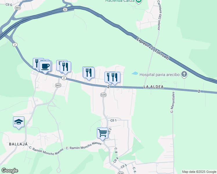 map of restaurants, bars, coffee shops, grocery stores, and more near in 