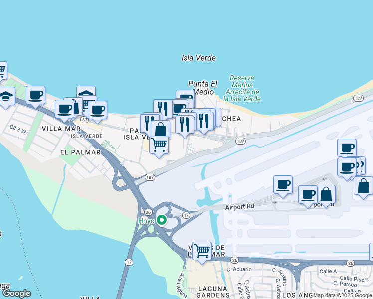 map of restaurants, bars, coffee shops, grocery stores, and more near in Carolina