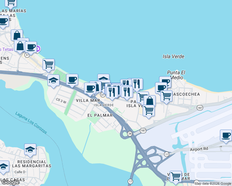 map of restaurants, bars, coffee shops, grocery stores, and more near in Carolina