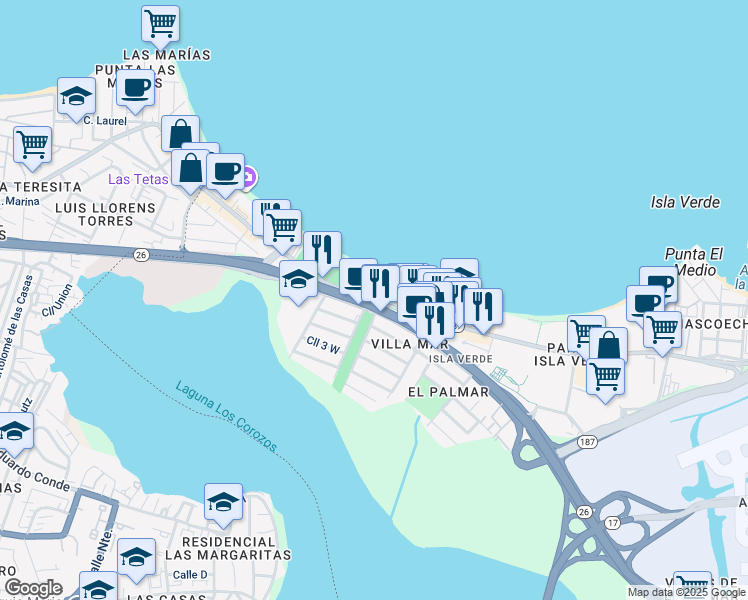 map of restaurants, bars, coffee shops, grocery stores, and more near in 