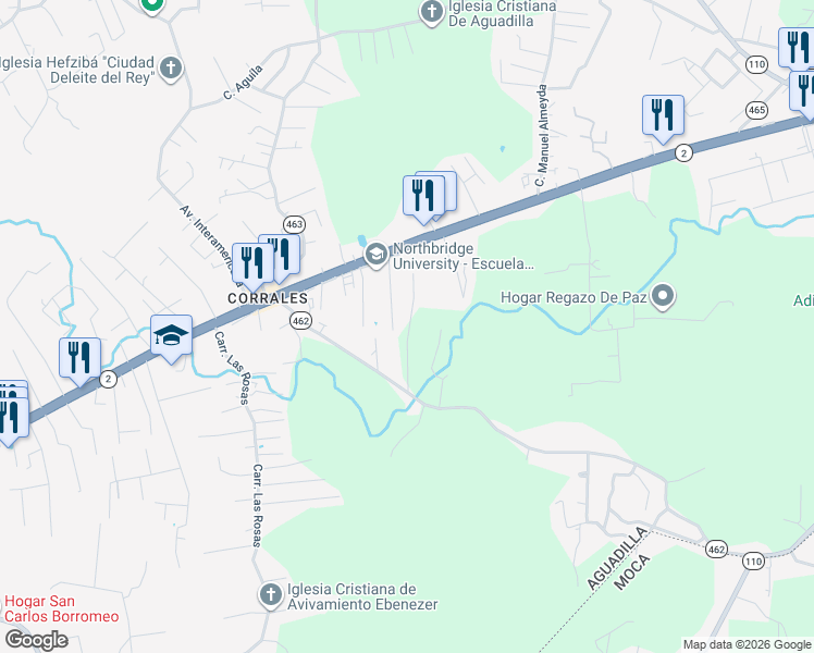 map of restaurants, bars, coffee shops, grocery stores, and more near in Aguadilla